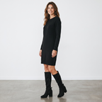 Botas altas de mujer negras de tacón ancho con cremallera