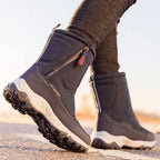 Wysokie męskie buty zimowe z bocznym zamkiem i grubą podeszwą