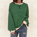 Maglione donna a righe a maniche lunghe, girocollo