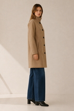 Women's Trench Coat With Button Closure, Stand-Up Collar