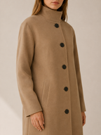 Women's Trench Coat With Button Closure, Stand-Up Collar