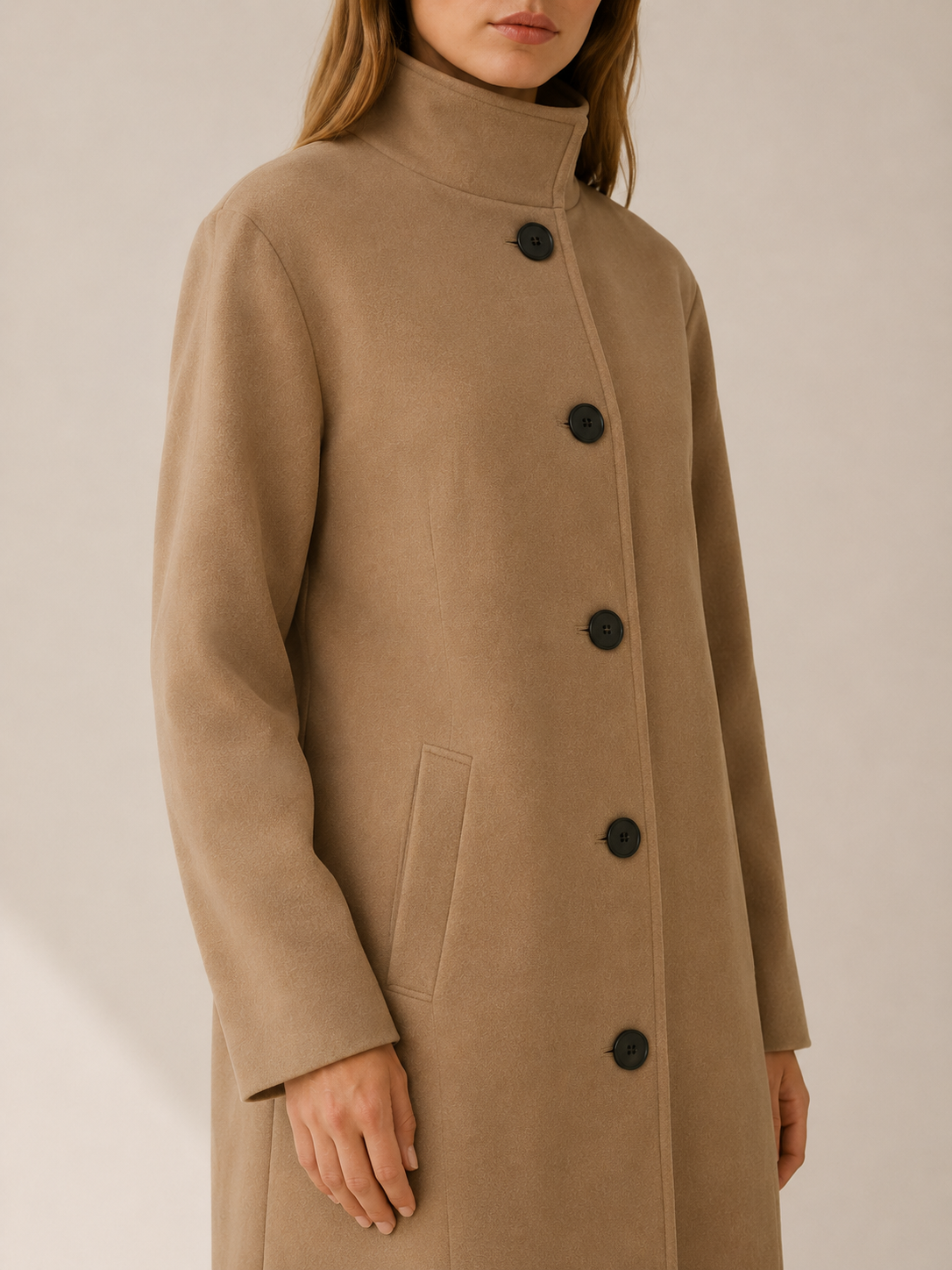 Trench femme boutonné, col montant