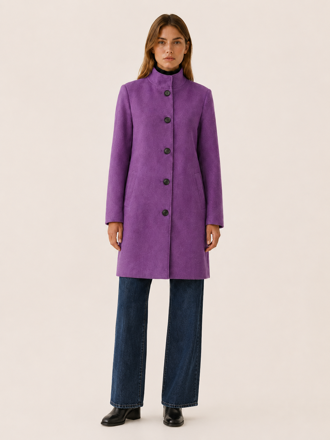 Trench femme boutonné, col montant