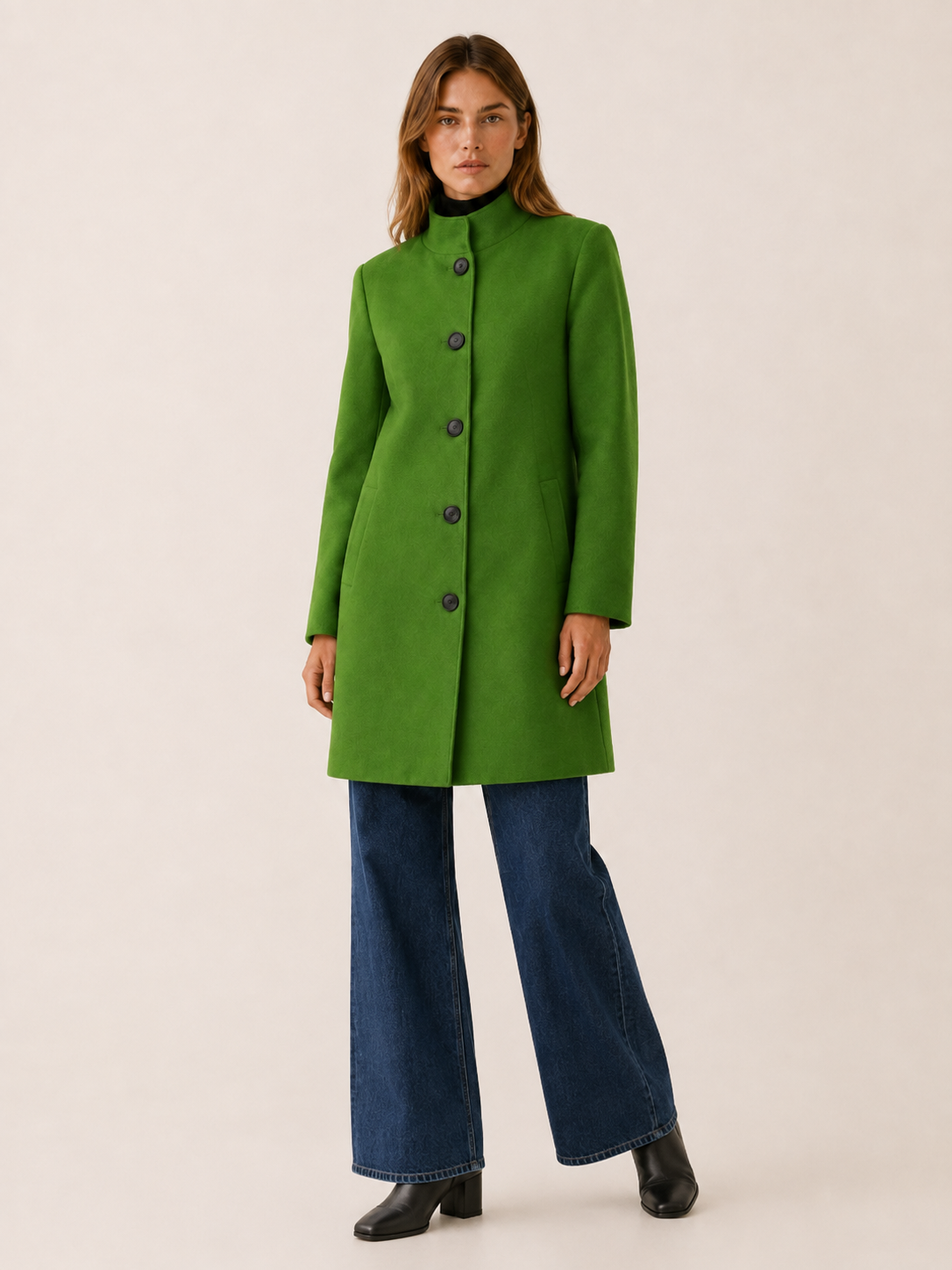 Trench femme boutonné, col montant