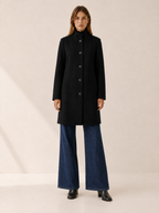 Women's Trench Coat With Button Closure, Stand-Up Collar