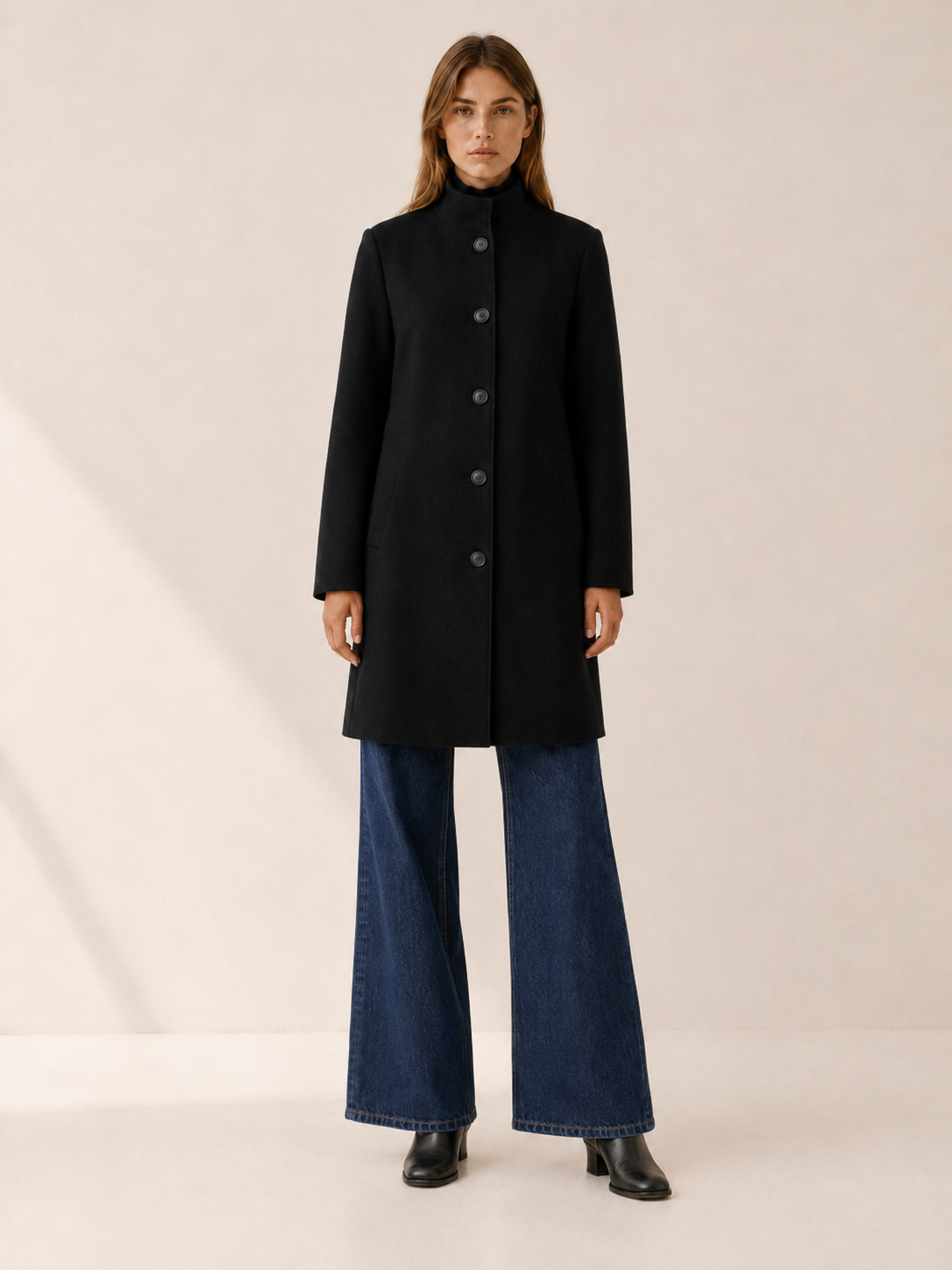 Trench femme boutonné, col montant