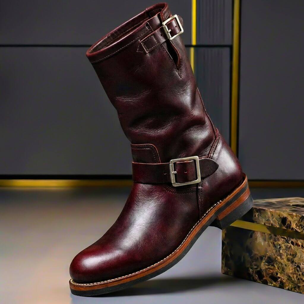 Botas altas de mujer con hebillas y caña fruncida