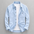 Cămașă bărbătească din denim cu mânecă lungă și buzunare