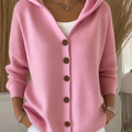 Cardigan femme à capuche et boutons en maille
