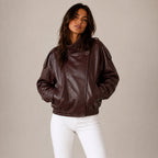 Veste bomber femme oversize à col montant et poches