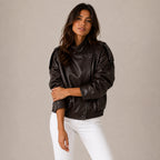 Veste bomber femme oversize à col montant et poches