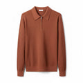 Sweater til mænd i strik med polokrave og lynlås
