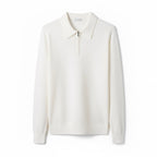 Sweater til mænd i strik med polokrave og lynlås