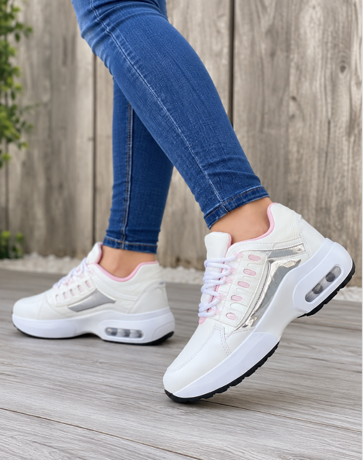 Damskie sneakersy na sznurowadła z profilowaną podeszwą