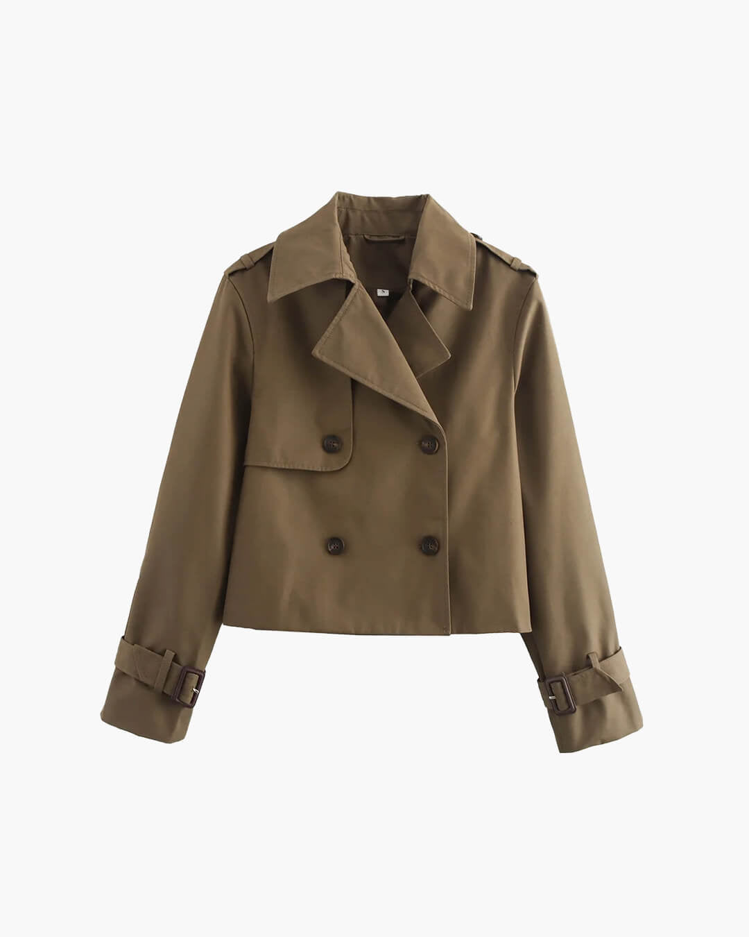 Kort trenchcoat til damer, dobbeltradet, med lange ærmer