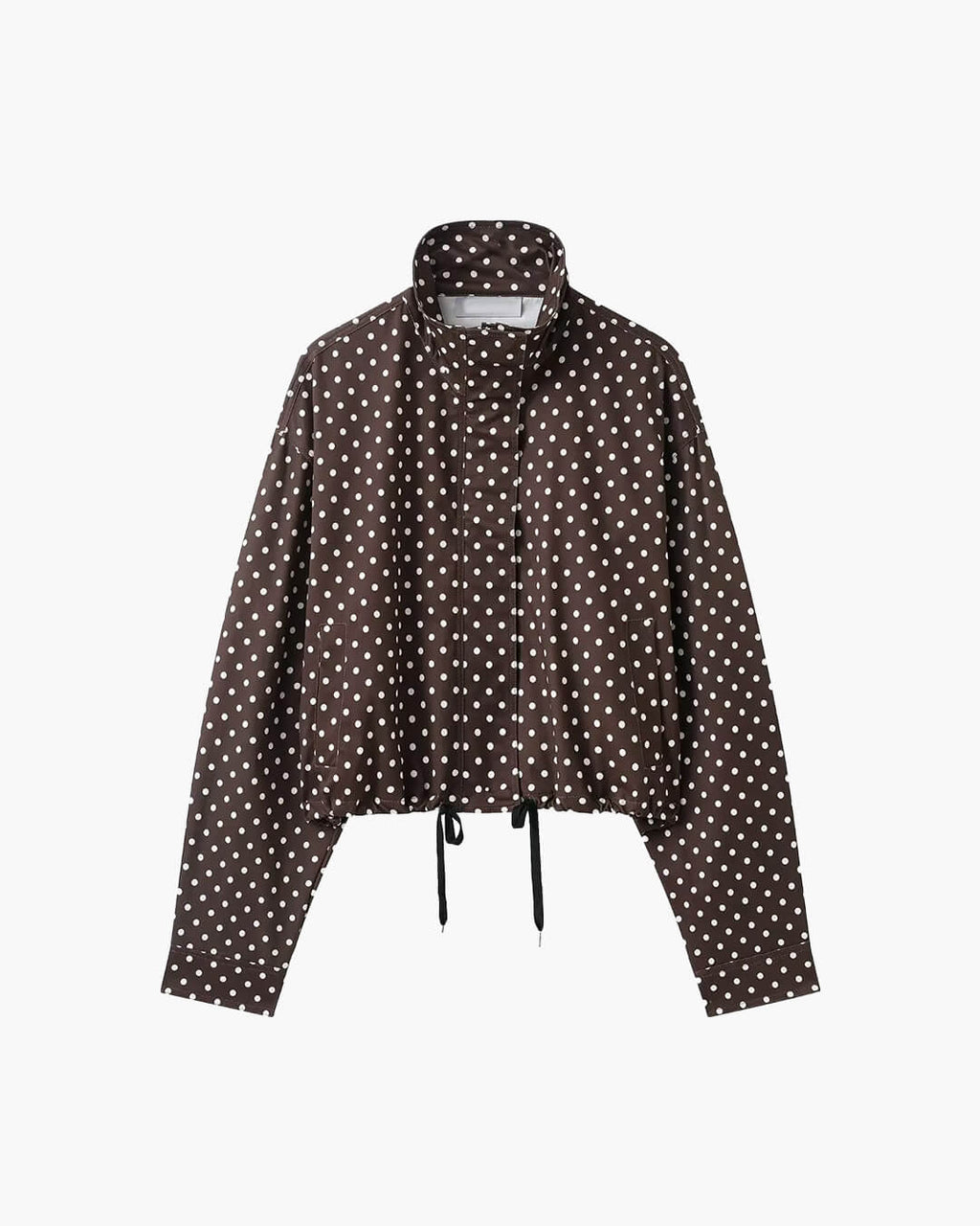 Veste femme à pois, courte, à col montant et zip