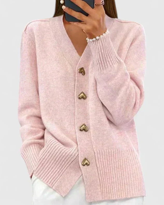 Cardigan donna con scollo a V e bottoni