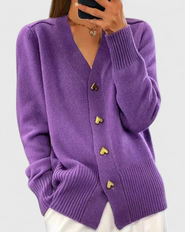 Cardigan donna con scollo a V e bottoni