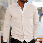 Cardigan homme boutonné, col V, manches longues