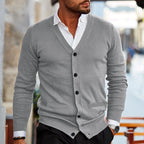 Cardigan homme boutonné, col V, manches longues