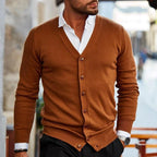 Cardigan homme boutonné, col V, manches longues