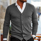 Cardigan homme boutonné, col V, manches longues