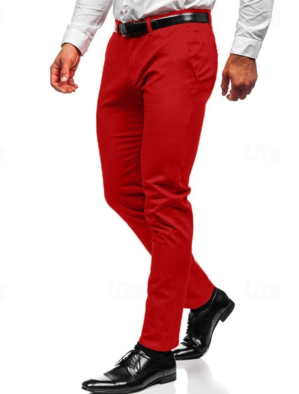 Męskie spodnie slim fit z kieszeniami bocznymi i długimi nogawkami