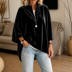 Sudadera de mujer con acabado aterciopelado, cuello alto y cremallera corta
