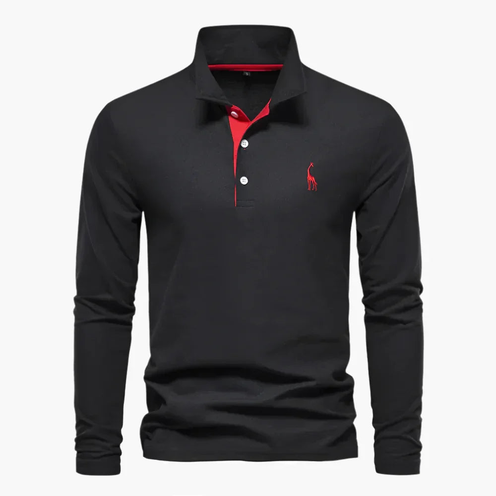Polo de hombre de manga larga de corte clásico