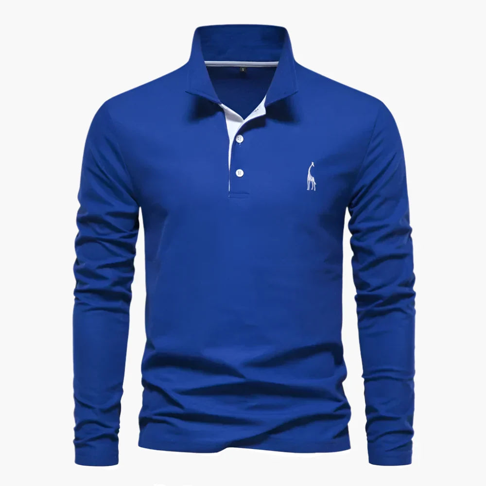Polo de hombre de manga larga de corte clásico