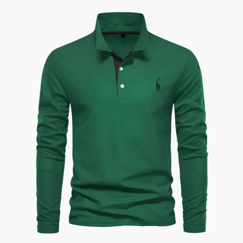 Polo de hombre de manga larga de corte clásico