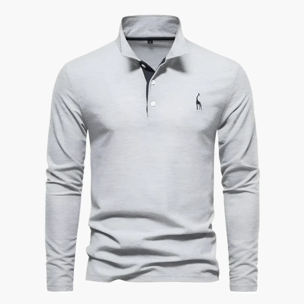 Polo de hombre de manga larga de corte clásico
