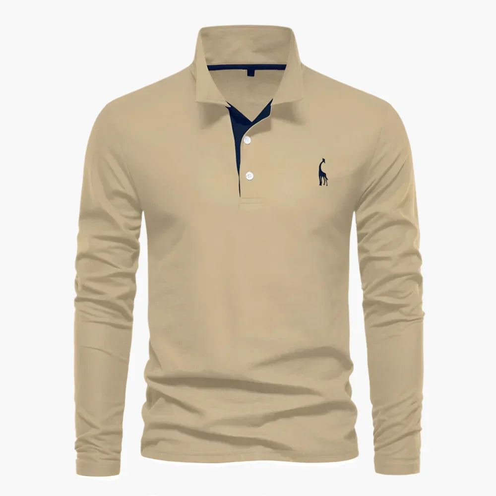 Polo de hombre de manga larga de corte clásico