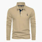 Polo de hombre de manga larga de corte clásico