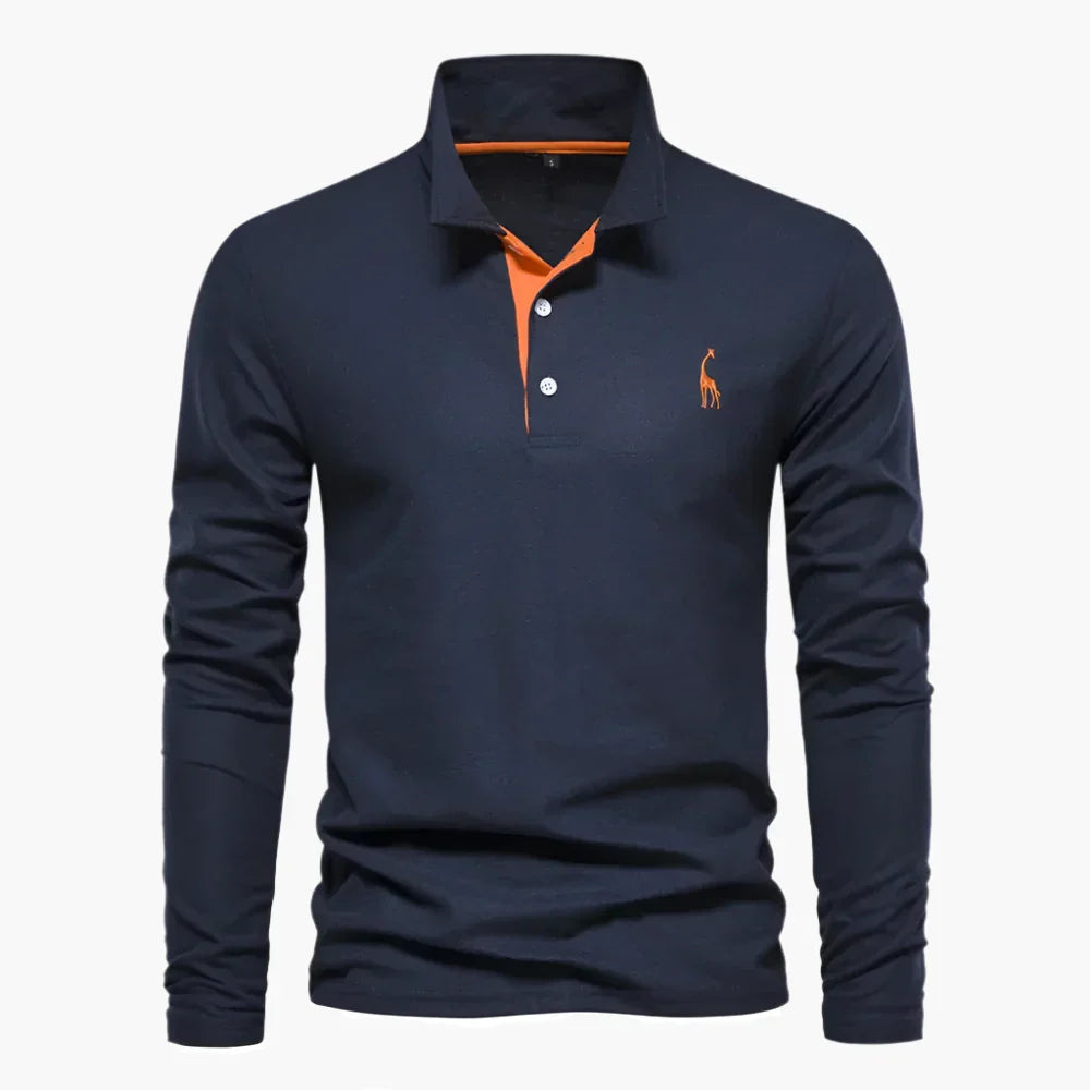 Polo de hombre de manga larga de corte clásico