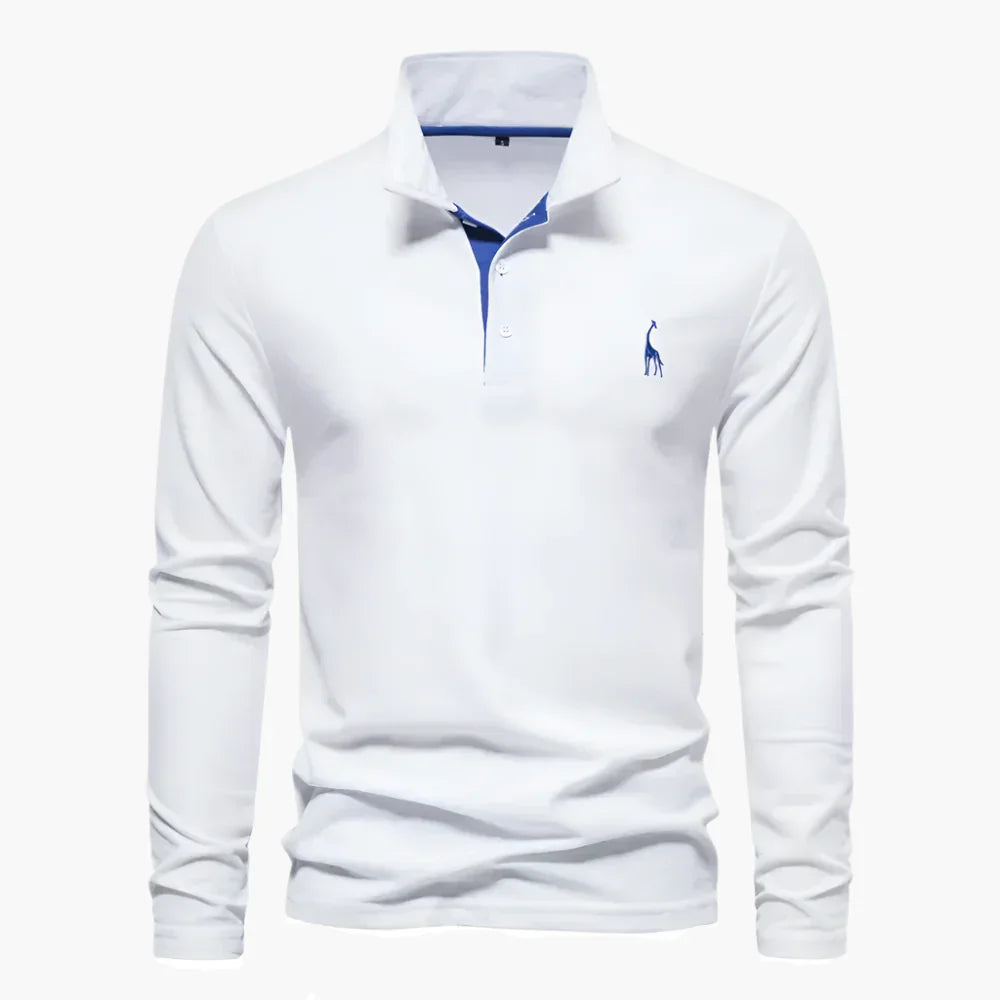 Polo de hombre de manga larga de corte clásico