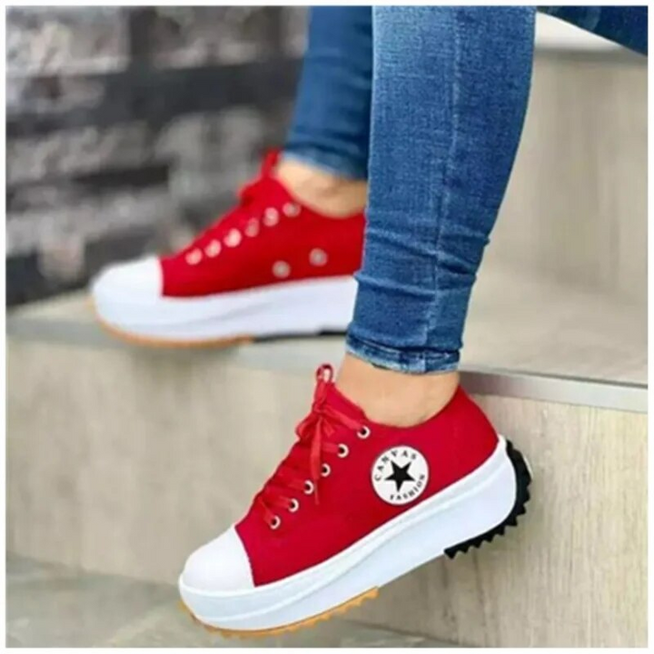 Sneakers donna con lacci e plateau con suola decorativa