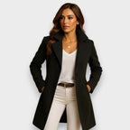 Cappotto donna lungo con revers e chiusura con bottoni