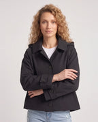Veste courte femme style trench à capuche et double boutonnage
