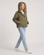 Veste courte femme style trench à capuche et double boutonnage