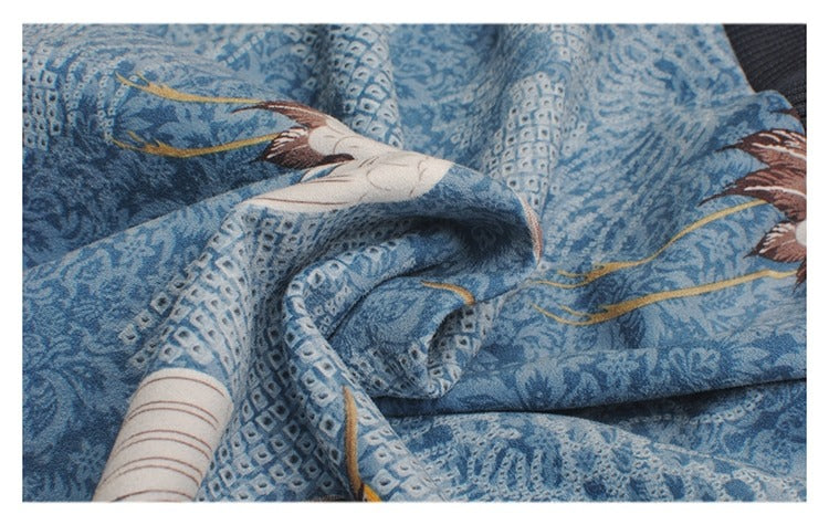 Sweater til damer med tranemønster og puffede ærmer