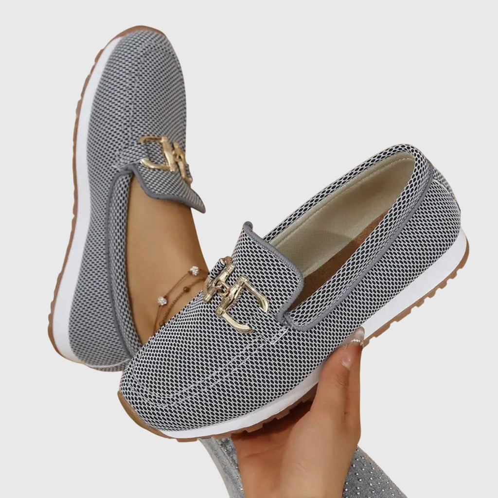 Loafers til damer med tyk sål og dekorativt spænde