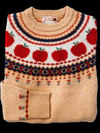 Damski sweter Fair Isle z okrągłym dekoltem, długimi rękawami i sezonowym wzorem