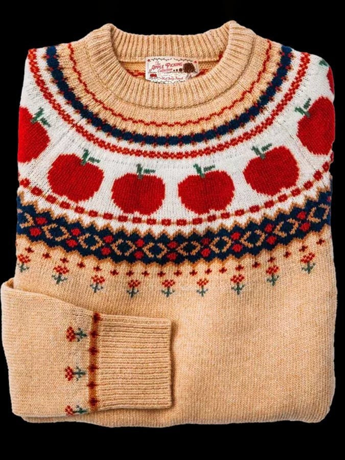 Damski sweter Fair Isle z okrągłym dekoltem, długimi rękawami i sezonowym wzorem