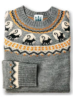 Damski sweter Fair Isle z okrągłym dekoltem, długimi rękawami i sezonowym wzorem