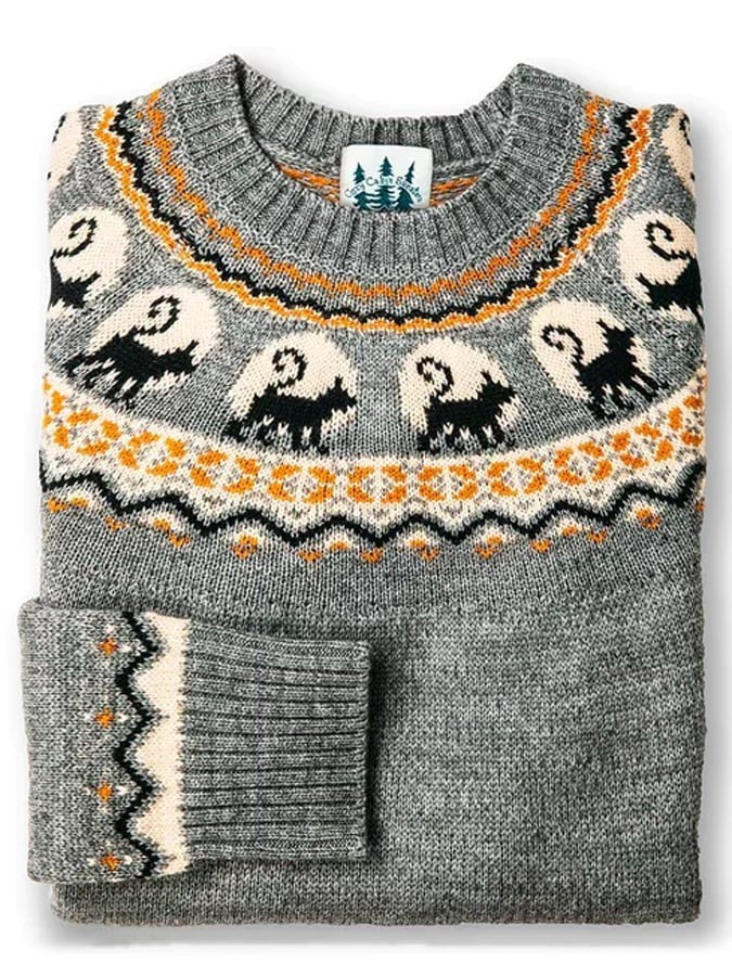 Damski sweter Fair Isle z okrągłym dekoltem, długimi rękawami i sezonowym wzorem
