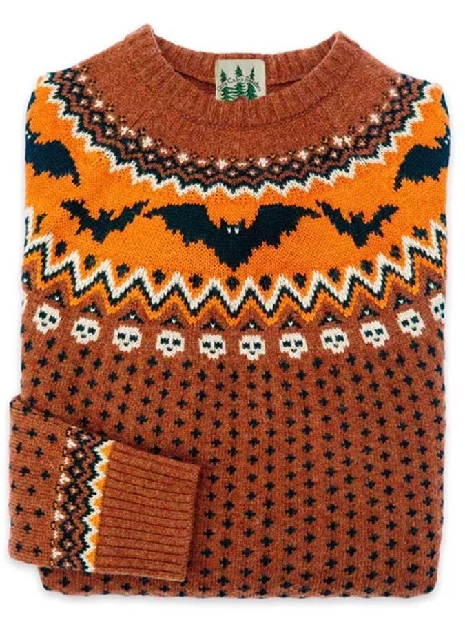 Damski sweter Fair Isle z okrągłym dekoltem, długimi rękawami i sezonowym wzorem