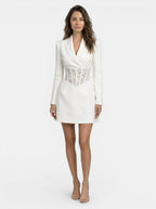 Vestito donna mini con corsetto in pizzo, maniche lunghe