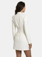Vestito donna mini con corsetto in pizzo, maniche lunghe