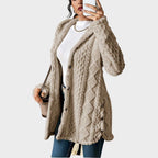 Cardigan donna con cappuccio, testurizzato, con bottoni